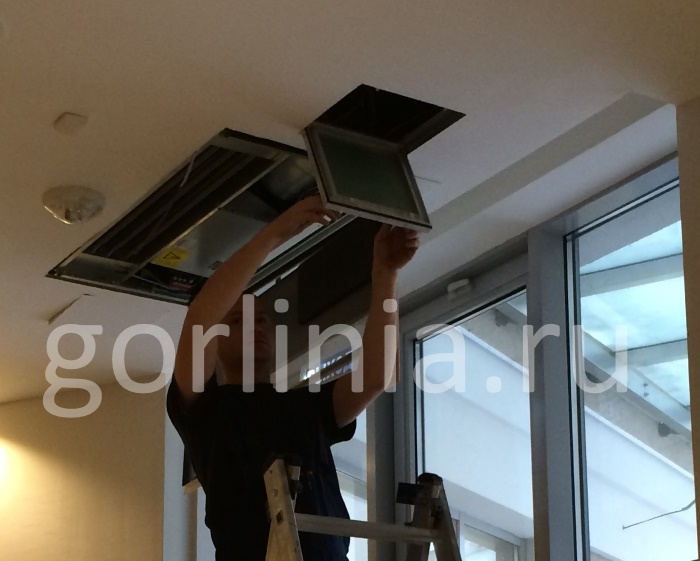 Ревизия фанкойла в потолке в гипсокартоне